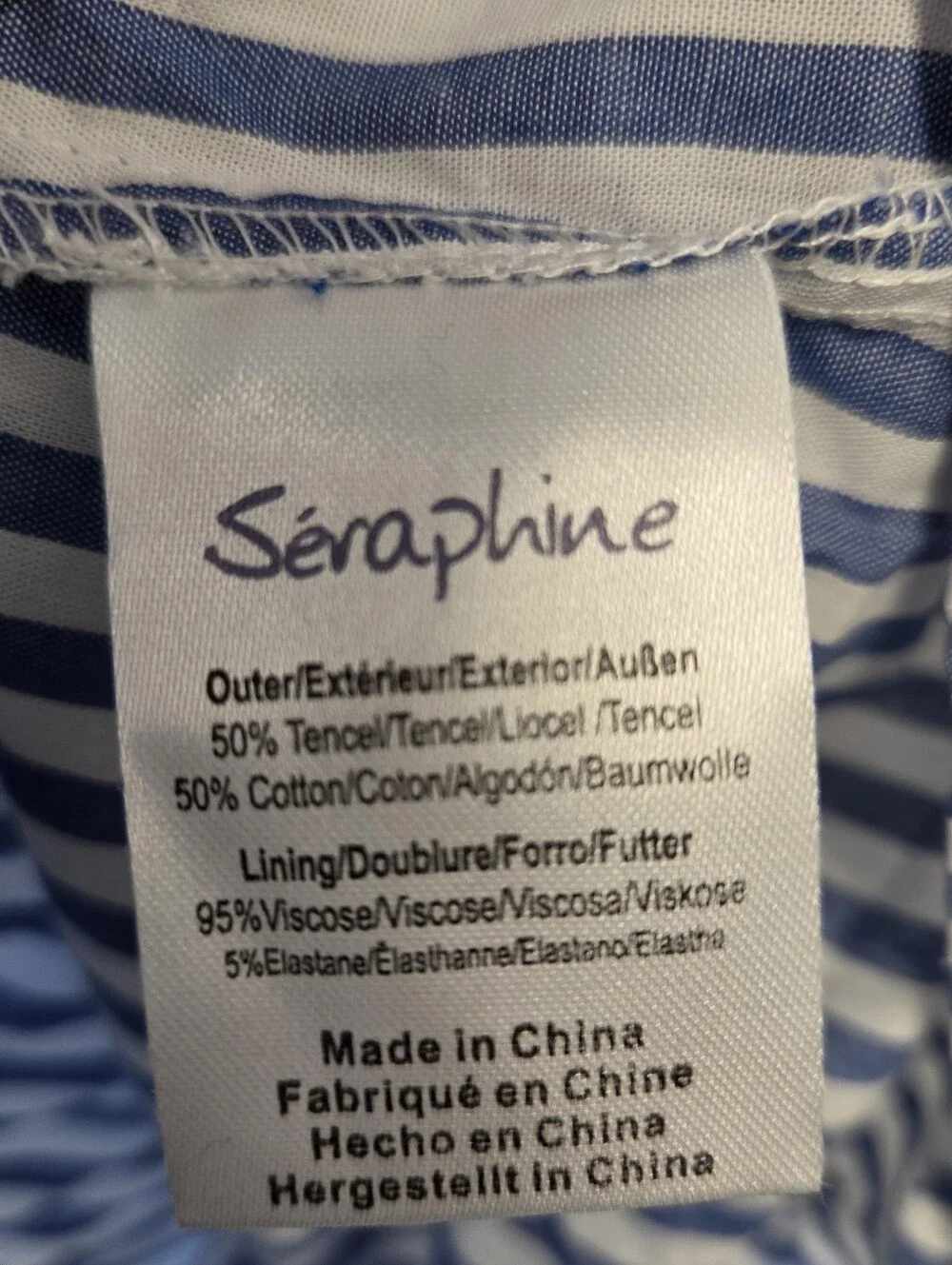 Seraphine Mid Blue & White Stripe Maternity & Nursing Dress